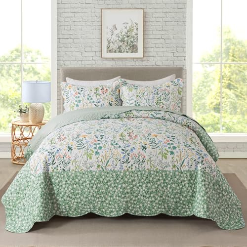 Travan - 3 Piece Floral Quilted Duvet Cover Set Super King Size, Ultra Soft & Fade Resistant for All Seasons, 120x120