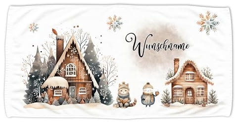 GRAZDesign Handtuch Weihnachten mit Namen personalisiert, Weihnachtsmotiv für Kinder und Erwachsende, Badetuch als Geschenk - 140x70cm