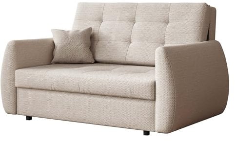 Mirjan24 Sofa Viva Art II mit Schlaffunktion, 2 Sitzer Polstersofa mit Bettkasten inkl. Kissen, Schlafsofa, Bettsofa, Wohnlandschaft, Farbauswahl, Sofagarnitur (Aragon 03)
