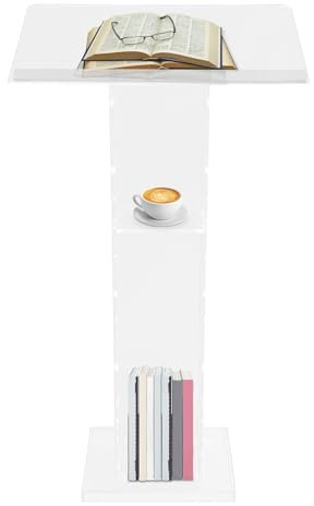 BuRuiYoten Acryl Podium Kirche Clear Hochzeiten Schule BüRo Tragbares Rednerpult Mobiles Stehpult Aus Klar Kanzel Tische Transparentes Acrylpodium FüR Konferenz Lectern Event Schreibtisch