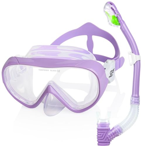Set de esnórquel para niños con esnórquel seco y Gafas de Buceo, Cristal de Seguridad, Silicona líquida Suave, Kit de esnórquel, máscara de Buceo para niños, máscara de Buceo para niños