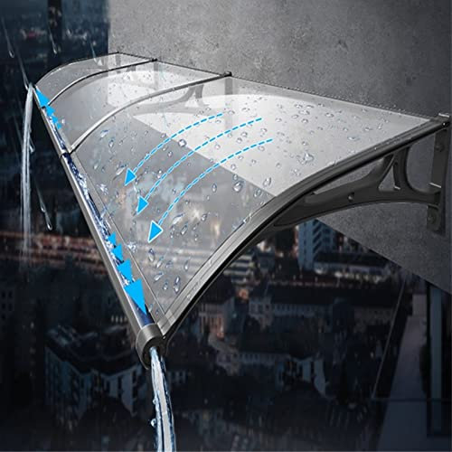 Self Cleaning Front Door Canopy Outdoor Awning Patio Porch Awning,Outdoor Window Rain Shelter,Impact Resistant Transparent Polycarbonate and Aluminium Frame,Uv Resistant (80x530cm/32 x209)