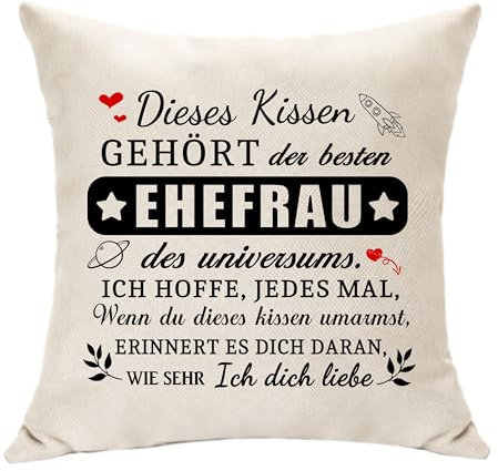 Hasodeo Original Personalisierte Geschenke für die Ehefrau - Kissenbezug für Frauen - Valentinstag, Geburtstag, Jahrestag, Weihnachten Dekoration