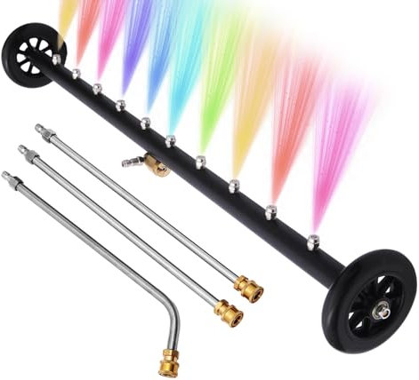 Upgrade 2-in-1 35 Dual-Function Undercarriage Pressure Washer Cleaner, Surface Cleaner for Power Pressure Washer Attachment， Underbody Car Wash Water Broom with 3 Pieces Extension Wand, 4000 PSI