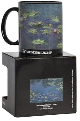 Halta Definizione - Mug, Tazza in Ceramica Stampata con un'Opera d'Arte di Monet, Include un'Elegante Confezione Regalo, Capacità 325 ml, F.to 9,5H x 8 Diametro cm, Ninfee