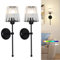 Stepeak Battery Operated Wall Lights Set of 2, Rechargeable Wall Lights Indoor with USB RGB Bulb & Remote, Black Glass Wireless Wall Light Sconce, Battery Operated Wall Lamp for Bedroom Living Room