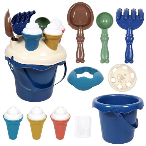 Capgoost Sandspielzeug Set, 9 Stück Reise Sandspielzeug Kinder, Sandspielzeug EIS, Sandkasten Strand Spielzeug mit Sandschaufel, Sandförmchen, Outdoor Sandspielzeug für ab 3 4 5 Jahre Mädchen Junge