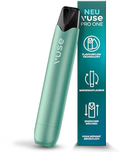 Vuse Pro One Vape Pen, kompatibel mit Vuse Pods, USB-C, Aqua | Wiederaufladbare Vape mit Boost-Taste, *1000 Züge pro Ladung, Leichtes Pod System für unterwegs