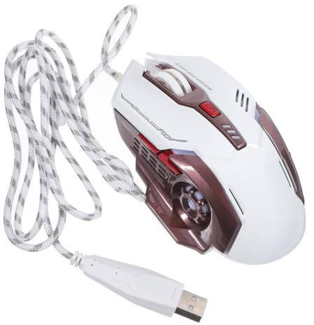 Uonlytech Souris LED USB Filaire G402 à 6 Touches, Dpi Réglable, Blanche | Plastique, Molette 3d, Design Ergonomique, Clic Précis, 1200/1800/2400/3200 Dpi