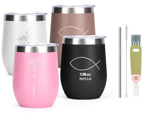 Personalisierte Thermobecher,Thermobecher mit Deckel,mit personalisierten Gravur Name und Motiv,personalisierte Coffee To Go Becher,lustiges Geschenk. (12oz Wein Thermosbecher)