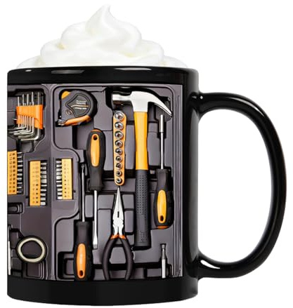 Miyanvuo Tool Box Mechanic Mugs 11oz The Ultimate Mechanic's Toolbox Mug Mechanic Toolbox Coffee Mug with Handle for Juice Beer, Tea, Milk, Beverage, Cafe for Engineer, Men, Him, Dad