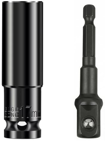 QZKJQDD 1/2'' Impact Drive Socket Sets, 17mm 6-Point Impact Socket, 17mm Scaffolding Impact Sockets, Ideal for Long Bolts and Scaffolding Clamps