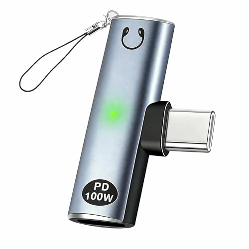 Adaptador USB C a Jack 3.5 mm con Carga Rápida 100W, 2 en 1 Adaptador Auriculares Tipo C para iPhone y Android, USB C Splitter para Escuchar Música y Cargar Simultáneamente, Compatible con Teléfonos,