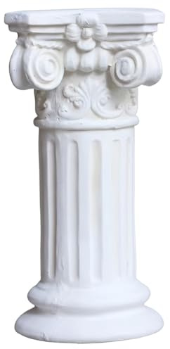 Tsawntd Roman Column Pedestal, Elegant White Resin Plinth Base for Garden Statues and Home Decor, 15.75 Inch Tall Sculpture Stand Plinth