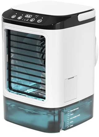Zuiquity Mini Aire Acondicionado Portatil, Ar Condicionado con Depósito de Agua de 900 Ml, 3 Velocidades, Alimentación USB, Control Táctil para Dormitorio y Oficina