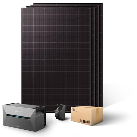 Kleines Kraftwerk 2000W Balkonkraftwerk mit Speicher Anker Solarbank 2 Pro | ohne Halterung | Solaranlage mit Speicher 800W komplett Steckdose | Balkon Kraftwerk Komplettset | 4x 500Wp Solarmodule