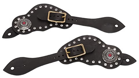 Yctze 1 par Sporrrem Läder Rhinestone Vintage Ridning Skyddsutrustning - Koläder Spurrem med Metallspänne för Ridsportentusiaster