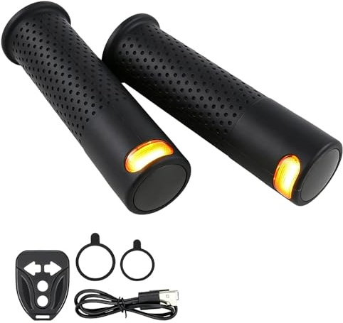 E Scooter Blinker Griff, Lenkerleuchte Scooter Blinklicht Griff Licht Roller mit Licht Lenkerleuchte & Drahtloser Ladefernbedienung, für 22mm Griffs für Xiaomi M365 Pro Pro2 1s Ninebot G30 Handle Grip