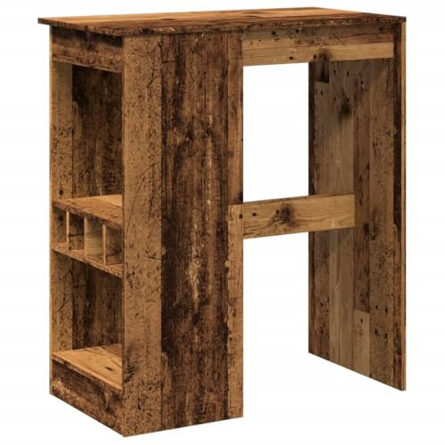 Générique Bartisch aus technischem Holz mit Flaschenhalter | 4 integrierte Flaschenhalter, glatte Oberfläche, leicht zu reinigen, Wandbefestigung inklusive, für Küche, Wohnzimmer