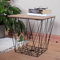 Retro Black Metal Wire Square Wood Top Storage Side Table Basket Home Furniture