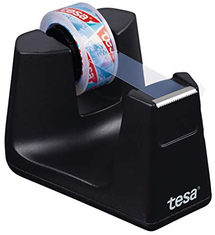 tesa Tischabroller, mit neuem Anti-Rutsch Boden, ModellSmart, inkl. 1 Rolle tesafilm 10m:15mm, Schwarz