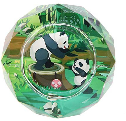 Cendrier octogonal en verre avec motif panda unique de 9,9 cm pour la maison, le bureau, la décoration de table, cadeau pour papa