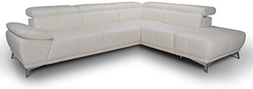 Mivano Ecksofa Felipe in Echtleder / Moderne Eckcouch mit verstellbaren Kopfstützen / 292 x 73 x 233 / Leder Weiß