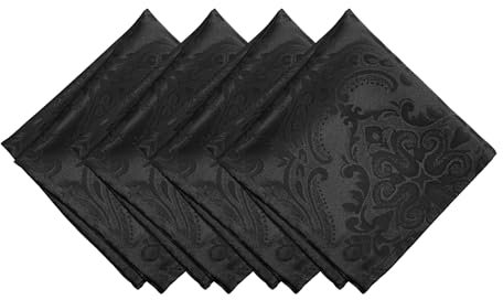 Elrene Home Fashions Caiden Elegance Damast Stoffservietten, 4 Stück, Polyester, schwarz, 17 x 17, 4