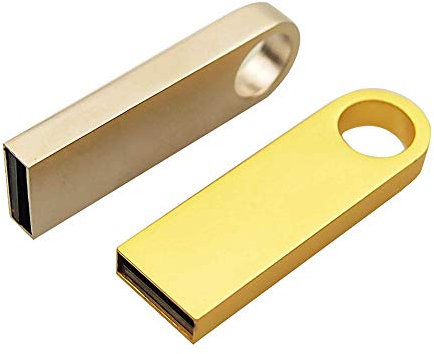 Ellenne Colgante USB metal llave 32 64 GB 128 GB llavero memoria exterior impermeable PC LAPTOP NOTEBOOC Coche A001 (128 GB, dorado)