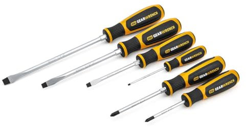 GearWrench 80050H Juego de destornilladores Phillips®/ranurados de doble material, antideslizantes, con punta de óxido negro, 6 piezas