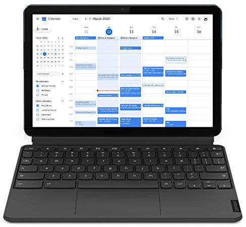 Lenovo IdeaPad Duet Chromebook 2 en 1 – Pantalla Full HD de 10,1 pulgadas (MediaTek P60T, almacenamiento 64 GB, RAM 4 GB, Wi-Fi+Bluetooth, ChromeOS) Keyboard Pack, azul hielo/gris hierro [CB