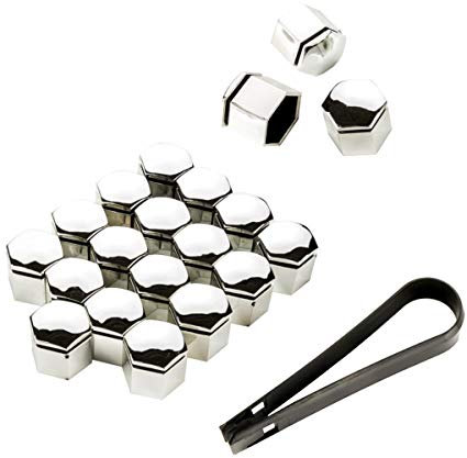 LST 20x Sechskant Radschraubenkappen Abdeckkappen Set 19 mm chromfarben