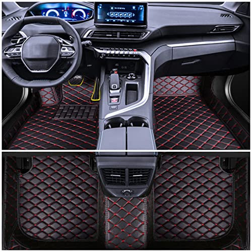 Muchkey Auto Fußmatten Passen für Sko-da Citigo Fabia Felicia Kamiq Karoq Kodiaq Octavia Rapid/Spaceback Roomster Scala Superb Yeti Anpassen Leder Fussmatten Schwarz Rot