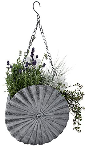 DARO DEKO Metall Blumenampel Hängeampel rund - ø 29cm grau Hängekorb