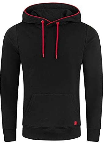 riverso Hoodie Herren Regular Fit RIVEnno Kapuzenpullover Pullover Sweatshirt L, Größe:L, Farbe:Black (24000)