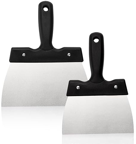 Peohud 2 Pack Stainless Steel Chocolate Scraper, Spatula for Smoothing Dough, Cake