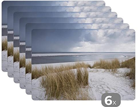 Placemats Platzdeckchen Platzset Tischset 6-teilig Tischdeko Untersetzer 45x30 cm Nordsee - Dünen - Wasser