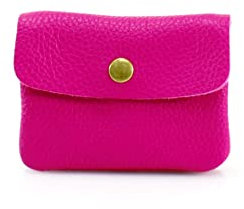 clicktostyle Ladies Zipped Pocket Leather Small Coin Purse Women Card Holder Pouch Wallet Handbag VP4 (Fuchsia)