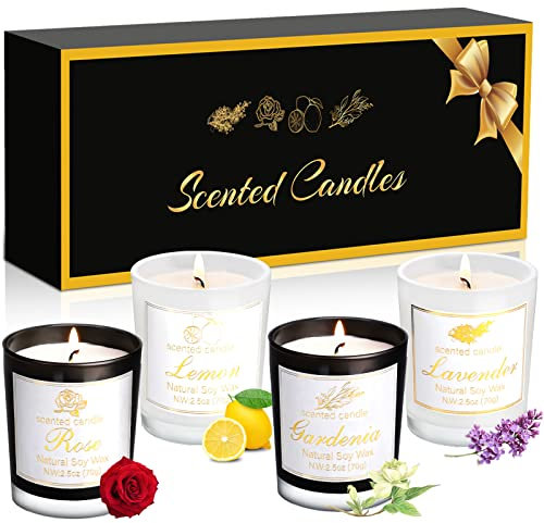 Frasheng Duftkerzen Geschenkset für Frauen,Kerzen 4er Pack,Natürliche Sojawachs Duftkerzen,Aromatherapie Kerzen Geschenke Set,Geschenkideen für frauen,Weihnachten,Yoga