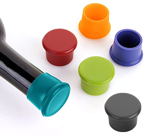 6 Pièces Bouchons à Vin Silicone Réutilisables - Fermeture pour Bouteilles de Vin, Bière, Champagne - Couvercle de Boisson