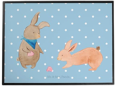 Mr. & Mrs. Panda Schreibtischunterlage Hasen Muschel - Geschenk, Muscheln, BFF, Freundinnen, Vatertag, Schreibunterlage, Schreibwaren, Büroartikel,