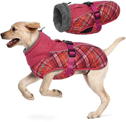 Wasserdichter Hundemantel Winter Warme Hundejacke, Hundebekleidung Outfit für kleine mittel große Hunde, Hundepullover mit Sicheren Reflexstreifen für Labrador Chihuahua Französische Bulldogge