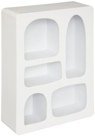 Atmosphera - Wandregal Rivi Holz - grau - 45x65 cm - Weiß