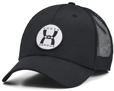 Under Armour Herren Sportswear Trucker, Basecap mit Snapback-Verschluss, weiche Schirmmütze für ganztägigen, Cooles Truckers Cap mit Netzstoff,Black/Black/White,OSFM
