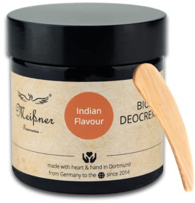 Meißner Tremonia - 75g Deocreme Indian Flavour - veganes Deo ohne künstliche Zusatzstoffe - Bio Naturkosmetik ohne Konservierungsstoffe - Aluminiumfrei & Zero Waste - inkl. Bambus Spatel