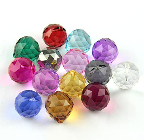 K9 Bola colgante de cristal prisma de cristal Feng Shui bola facetada árbol boda separación hotel decoración, 30 mm, 10 unidades