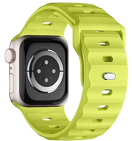 Cinturino sportivo compatibile con Apple Watch Ultra 2, 49 mm, 46 mm, 45 mm, 44 mm, 42 mm, per uomo, in silicone, impermeabile, per Apple Watch 10, 9, 8, SE 7, 6, 5, 4, 3, Ultra, verde neon