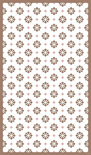 DobleUve Estudio Tapis Vinyle 34 Brun 65x80 cm | Tapis de Salon Antidérapant Antifongique Ignifuge pour Enfants et Salle de Bain