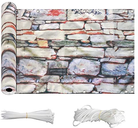 Timizi Telo Frangi-Vista Balcone 130x900cm, Telo per Balcone Ringhiera Impermeabile,Anti-UV Rete Ombreggiante Resistente e Coprente per Recinzione Giardino - Fiore di Pietra