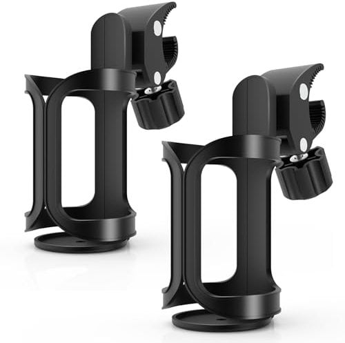 2 Pack Bike Water Bottle Holder - 360 Degrees Rotation Drink Bottle Cage for Bicycles, Mountain Bikes, Baby Strollers and Wheelchair (Black)